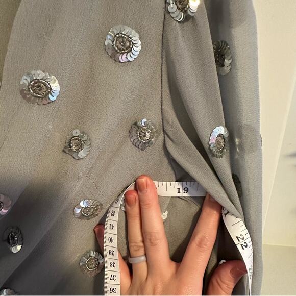 NWT REVOLVE Lovers + Friends Gray Sparkle Polka Dot Mini Dress Large - Picture 5 of 13